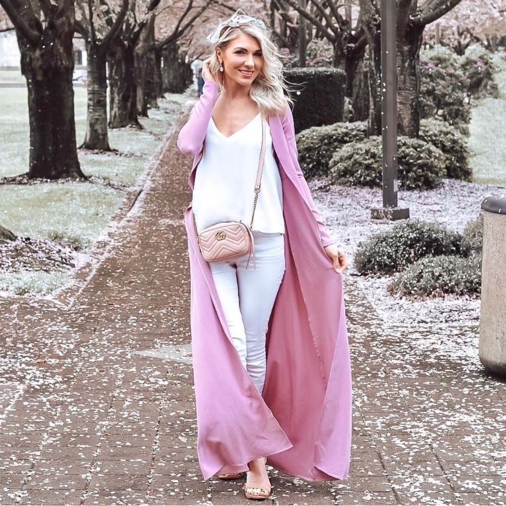 WantMyLook long pink/mauve cardigan size small